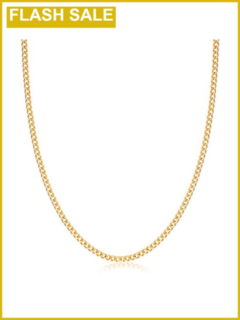 18K Gold Plated Curb Cuban Link Chain Necklace 20 Inch Lobster Clasp